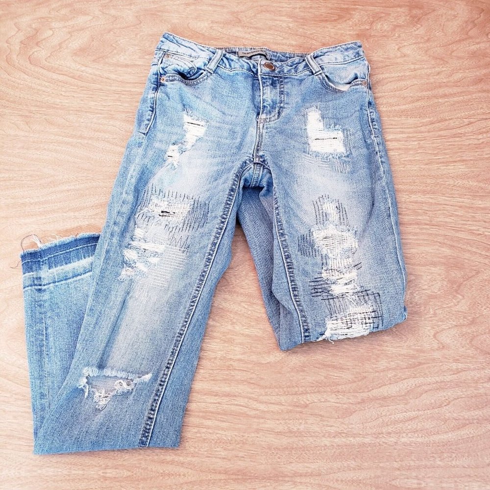 Twenty One Black Rue21 Mid Rise Skinny Flex Jeans Women's 3/4 Regular Blue - Picture 2 of 16